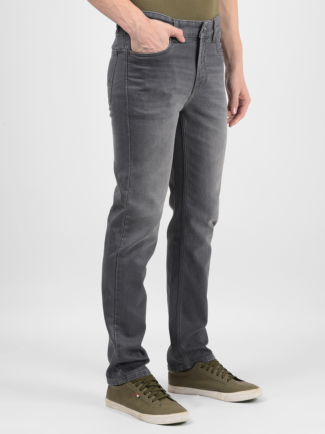 Numero Uno Men Solid Grey Jeans